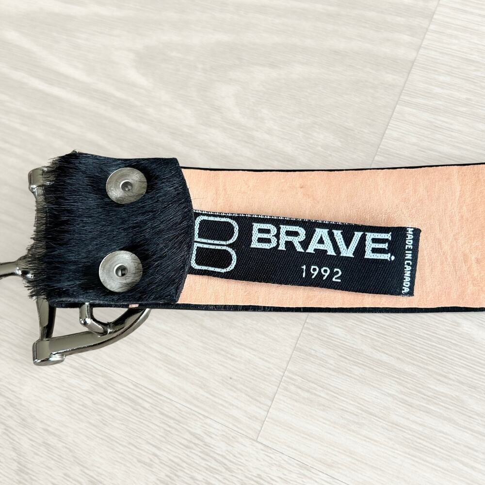 Brave Leather Kasi Hair-On Belt 32 Black Calf Hair Silver Equestrian Buckle EUC - Picture 9 of 13